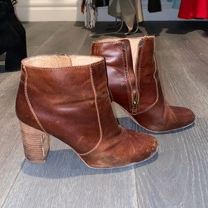 MADEWELL CHERRY LEATHER BOOTIES